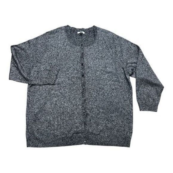 Croft & Barrow Women Cardigan Plus Size 2X Button Heather Black Silver Sparkle - Picture 2 of 12